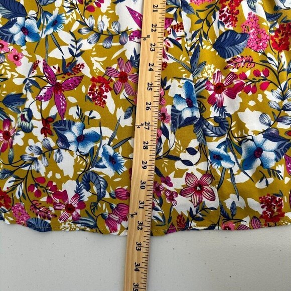 Entro Mini Dress Floral Yellow Bell Sleeve Size L - Picture 8 of 9